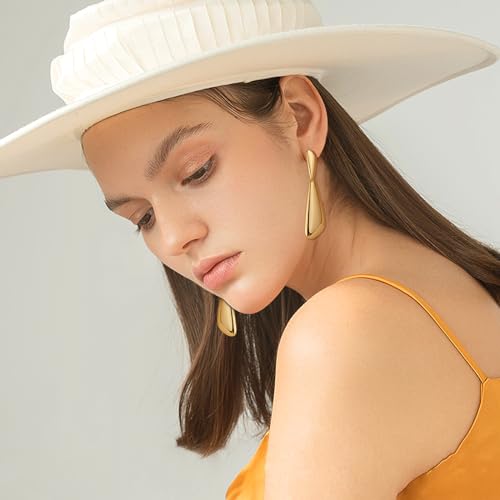 Gold Statement Dangle Earrings for Women Multiple Shapes Metal Drop Earrings2
