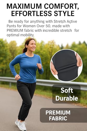 Stretch Active - Women's Ultra Soft Stretch Perfect Drape Casual Pants,Quick Dry Comfy Travel Pants Over 503