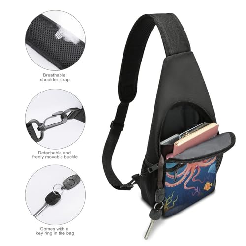 Bolso bandolera deportivo estilo Cartoon Octopus Fish blanco miniatura 4