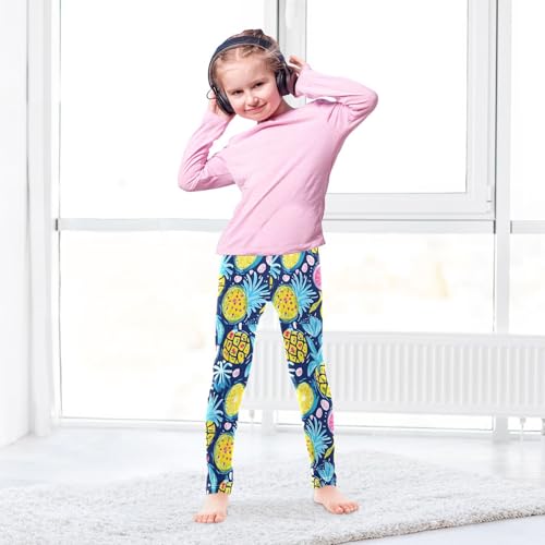 ALAZA Girls' Leggings Children's Yoga Pants Skinny Printed Dance Pineapple Fruits Comfortable 4T3