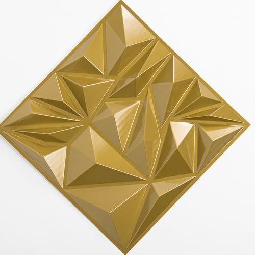 Art3d 33-Pack 3D Wall Panels for Interior Wall Decor, Diamond Textured Feature Wall Paneling for Gaming Living Room TV Wall Background Accent Wall - 12 x 12 inch Gold by Art3d - Image 7
