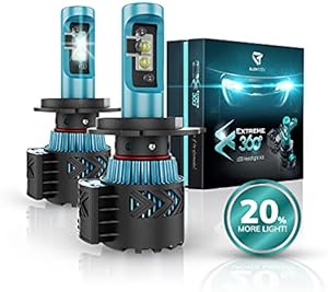 Glowteck 9003/H4 LED Headlight Bulbs Conversion Kit - CREE XHP50 Chip 12000 Lumen/Pair 6K Extremely Bright 68w Cool White 6500K For Bright & Greater Visibility
