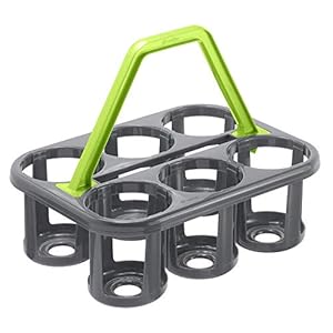 Rotho Basic Flaschenträger für bis zu 6 Flaschen, Kunststoff (PP) BPA-frei, grün/anthrazit, (35,0 x 26,0 x 27,0 cm)