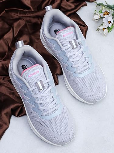 Image of ATHCO Womens Vegas Running Shoes for Woman with Soft Flexible Memory Foam Women's Shoes for Walking Gym Training,Casual, Sports, Lightweight Lace up Athletics Slipon Running Shoes for Ladies & Girls