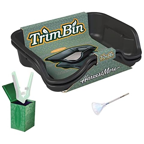Harvest More Trim Bin Complete Kit with Scissors Scrubber Black Portable 2 Piece Workstation Container with 150 Micron Stainless Steel Sifter Screen, Trim Tray, and Static Brush Cover