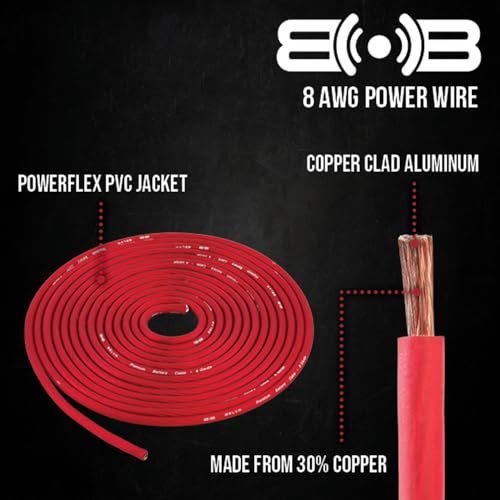 Image of Belva True 8 Gauge AWG Premium CCA Complete Amplifier Wiring Kit with OFC 4-Channel RCA Cable - BAK84 RED