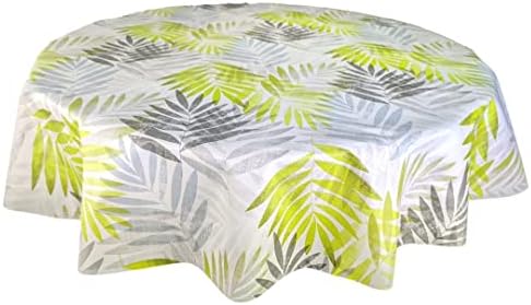 Karina Home Palm Leaves Green Wipe Clean Tablecloth Vinyl PVC Table Cover Wipeable Table Cloth (200cm x 140cm, Green)