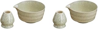 NeaxgeandX Juego de 2 cuencos tradicionales japoneses y soporte para batidor para matcha familiar, color marrón
