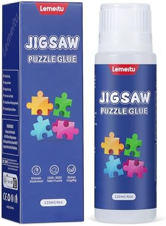 Lemeitu Puzzle Kleber Transparent mit Applikator Geeignet für Befestigen und Aufhängen von Puzzles, Non-Toxic PVA Glue, Adhesive Glue, Quick Dry,120ML,1 Pack