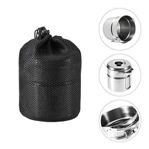 Conjunto de panelas de acampamento de aço inoxidável BESPORTBLE, kit de confusão portátil e leve par