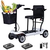PAISEEC Ultra Lightweight Mobility Scooter for Adults, Electric Powered Mobility Scooter, 39.7 lbs Folding Design with 2 Lithium Batteries, Travel up to 18.6 Miles Airline Approved-White