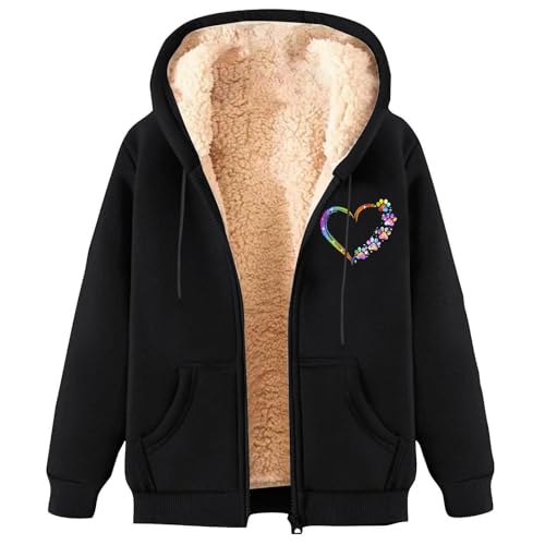 Veste en peluche pour femme à capuche manteau noir coupe-vent chaud
