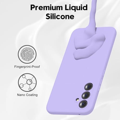 Image of DIZORO Microfiber Candy Case Compatible for Samsung S24 fe Smooth Touch Cushion Liquid Soft Silicone Gel Rubber Phone Cases Non-Slip Full Body Protective Shockproof Back Cover (Purple)