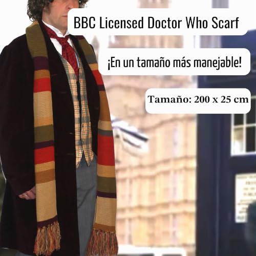Bufanda corta del Cuarto Doctor con tejido premium con licencia de la BBC de Tom Baker 2