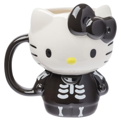 Image of Silver Buffalo Sanrio Hello Kitty Skeleton Costume, 3D Sculpted Mug, 20oz | Halloween, Ceramic, 0.59 Liters