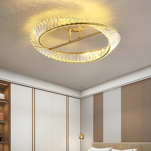 Plafonnier en cristal doré dimmable HMJGDZG pour salon et salle à manger