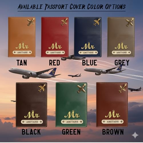 Image of Personalised Name & Charm Leather Passport Cover Holder for Men & Women (DarkGreen) | Birthday Gifts for Women