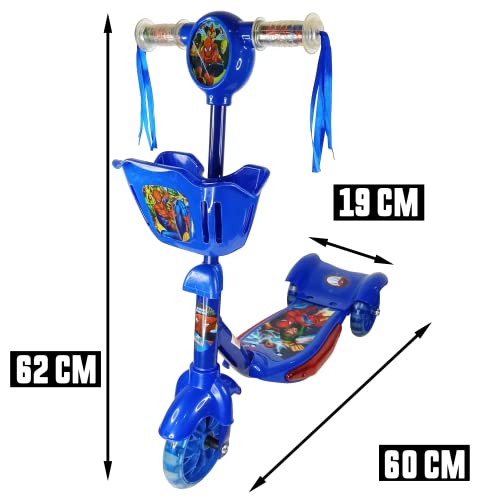Patinete Infantil 03 Rodas Com Cesta, Musica e Luz Personagem (Azul)