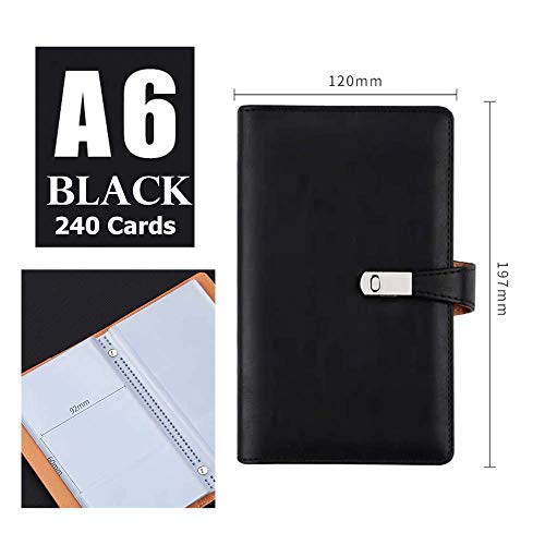 Office Business Card Organizer Book Folder Hold 240 Cards Portable Travel Credit Card Case PU Leather Booklet Holder (Black)