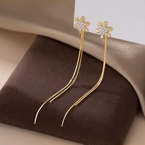 Pendientes de plata ley 925 copo de nieve con circonita para mujer 4