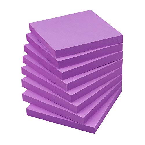 Sticky Notes 3x3 Self-Stick Notes Bright Colors Sticky Notes 8 Pads 80 Sheet/Pad (Purple)