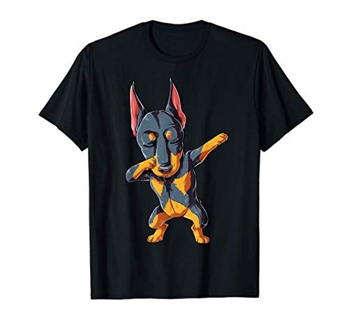 Dabbing Doberman Funny Dog Lover Gifts Boys Kids Dab Dance Camiseta