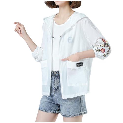 Veste anti-UV zippée femme respirante et ample avec poches pour l'extérieur