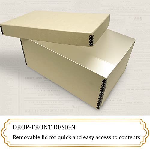 Golden State Art, Archival Photos Storage Boxes, 5\"x7\"x12\" Acid-Free Preservation Box, Holds Up to 1100 of 5x7 Pictures, 4x6 Photo Container for Storing Artwork Pictures Prints Negatives Films (Tan)