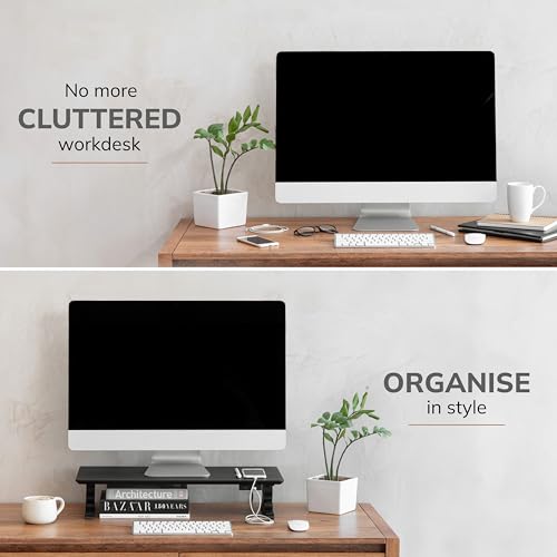 Image of Anji Mountain Monitor Stand - Desktop Organizer & Laptop Riser, Ergonomic Monitor Riser, Space-Saving Monitor Stand for Desk, Durable Construction, Easy Assembly, Ideal for Home & Office