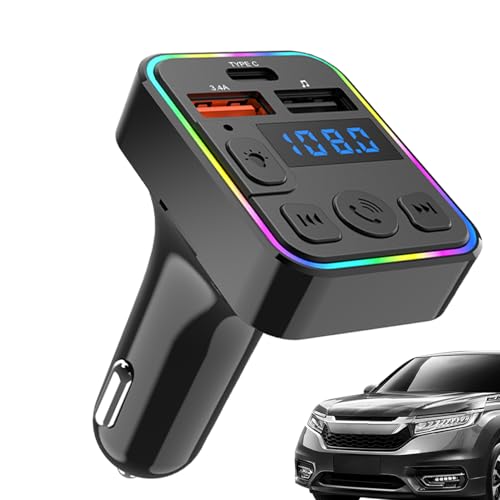 Trasmettitore FM per Auto - Adattatore Per Auto Per Lettore MP3 | con Porta Type-C per Dispositivi Multipli Supporto MP3 Doppia USB per Chiamate e Streaming Musicale per Veicoli