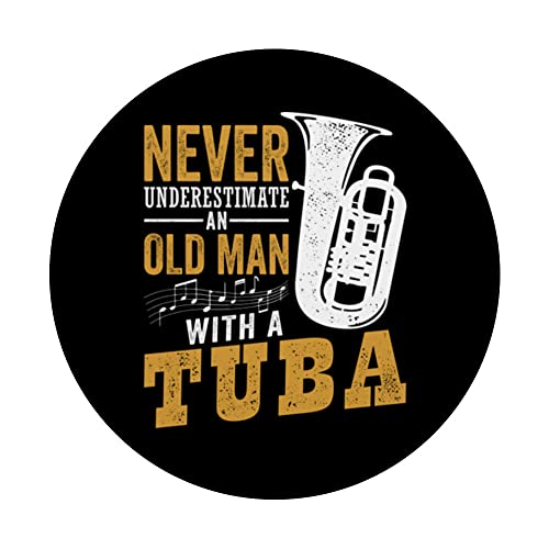 Never Underestimate An Old Man With A Tuba PopSockets Swappable PopGrip, Black - Image 3