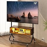 Uzelia Mueble para TV Móvil con Soporte de Televisor y Ruedas, Mesa para TV Grande 75 Pulgadas, Centro de Entretenimiento...