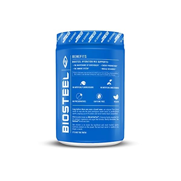 BioSteel Hydration Mix, zuckerfrei mit essentiellen Elektrolyten und B-Vitaminen, Blaue Himbeere (Blue Raspberry, 11 oz… – Bild 4