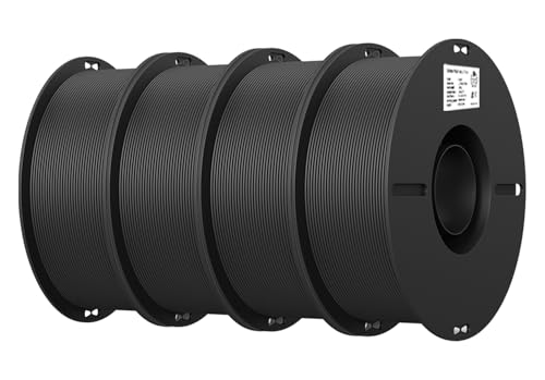 Image of Creality PLA Filament 1.75mm Bundle 4KG, High Precision + /-0.02mm 3D Printer Filament, Consistent Extrusion, Smooth Printing, 4 Pack 1KG Spool,Fits for Most FDM 3D Printers(Black*4)