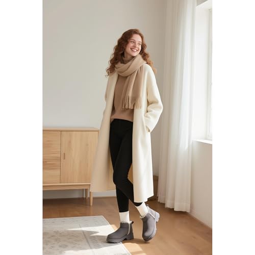 Snow Mini Ankle Boots for Women: Stitch Shell-Shape Lined Chunky Heels Booties Platform Anti-Slip Comfortable Warm Winter Daily Outdoor Shoes in 20253