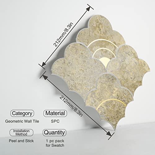 Colamo Luxury Peel And Stick Backsplash,Faux Stone Mix Metal Golden Smart Adhesive Tile,Stick On Arabesque Geometric Waterjet,Accent Wall Mosaic Tile For Kitchen,Bathroom,Fireplace(10,Beige Limestone) #TOP1