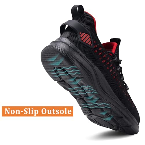 Steel Toe Shoes for Men and Women Comfortable Lightweight Work Safety Shoes Puncture Proof Slip Resistant Indestructible Sneakers Construction Work Utility Black Red 37