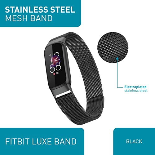 WITHit Pulseira de designer compatível com Fitbit Luxe (Mesh, preto)