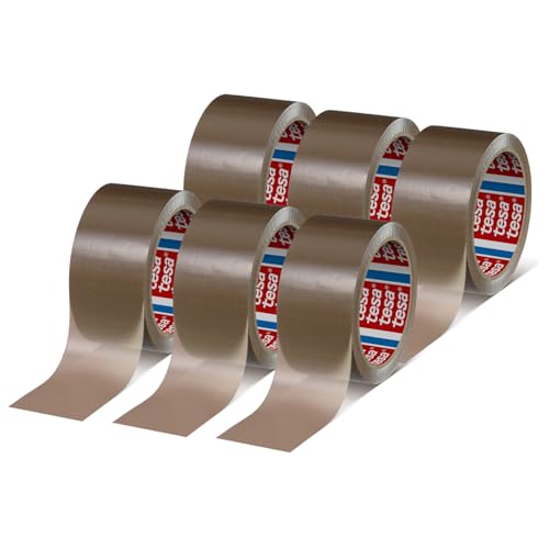 tesa tesapack 4280 PP Paketband im 6er Pack - Universal Klebeband zum Verpacken von Paketen und Kartons - braun - 6 Rollen je 66 m x 50 mm