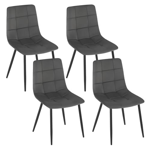 EUGAD Esszimmerstühle 4er Set, für Esszimmer Küche Wohnzimmer, Küchenstühle gepolstert mit Rückenlehne Samtbezug, mit Metallbeinen, 150 kg belastbar, Dunkelgrau EUGAD Esszimmerstühle 4er Set, für Esszimmer Küche Wohnzimmer, Küchenstühle gepolstert mit Rückenlehne Samtbezug, mit Metallbeinen, 150 kg belastbar, Dunkelgrau
