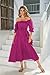 R.Vivimos Women Summer Half Sleeve Cotton Ruffled Vintage Elegant Backless A Line Flowy Long Dresses (Large, Magenta#2)