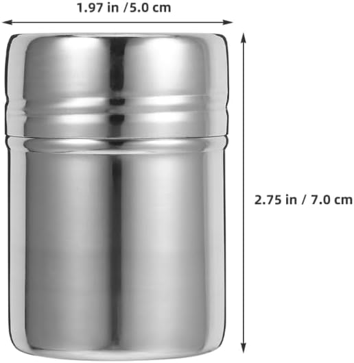 Unomor 2pcs Stainless Steel Sugar Shaker Duster with Lid Fine Mesh