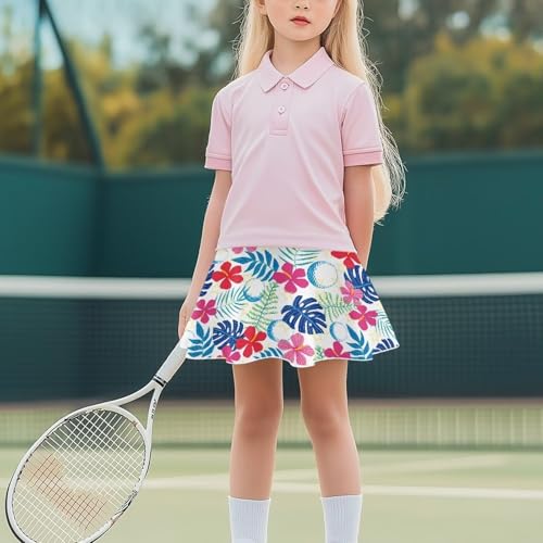 2-in-1 Tennis Skirts for Girls with Pockets Kids Built in Shorts Athletic Skorts Size 5-144