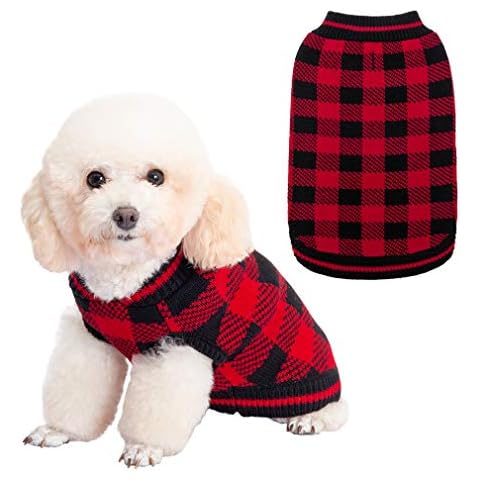 KOOLTAIL Classic Plaid Dog Winter Sweater Cover