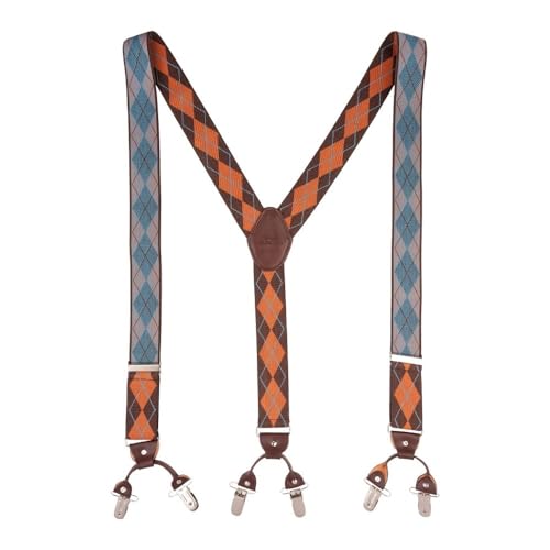 Image of The Tie Hub Suspenders for Men | Slim Clip-On Y-Back Elastic Braces | Adjustable 1.25 Inch | Formal Wedding Office