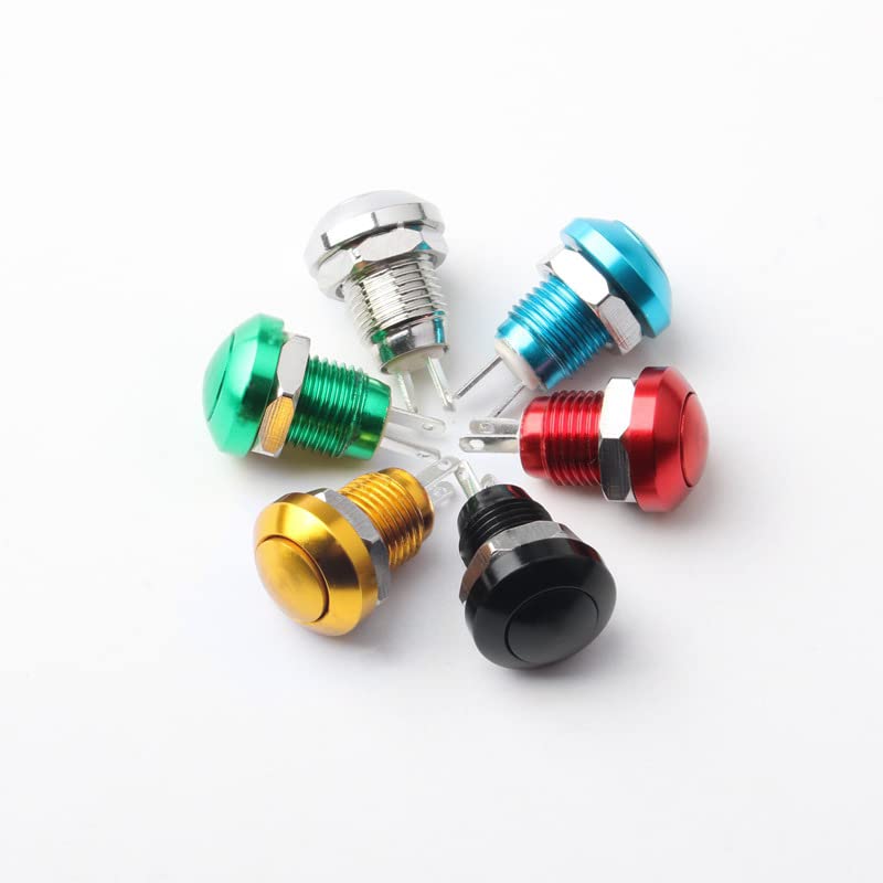Bouton interrupteur 8mm métal vert étanche à auto-réinitialisation pour circuits - 2