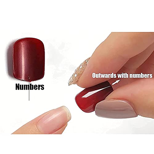 Misud French Tip Press On Nails Short Fake Nails Square Full Cover False Nails Black Glue On Nails With Designs For Women And Girls 24Pcs #TOP4