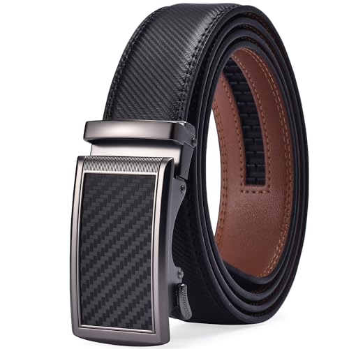 Image of Beltox Men Leather Belt w Slide Ratchet Interchangeable Buckle