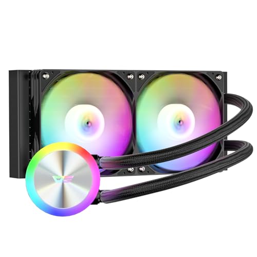 darkFlash DG240 All-in-one Liquid CPU Cooler, High-Performance Pump, ARGB Sync, PWM Daisy Chain Connection Fans, AIO Cooler Compatible with Intel 1851/1700, AMD AM4/AM5 (Black, 240mm AIO)
