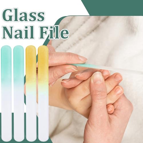 WUYJI Cuidado de uñas, Juego de 4 limas de uñas de vidrio, tamaño pequeño, 9 x 1 x 0,3 cm (azul, amarillo) - imagen 6